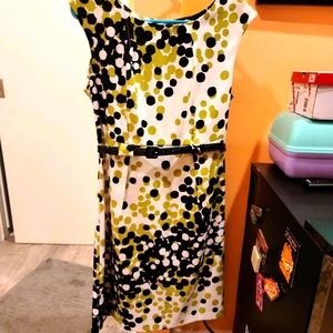 Emma & Michelle White and Green Pattern dress